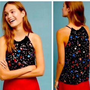 Anthropologie Moulinette Soeurs Palliette Black Sequin Tank Top